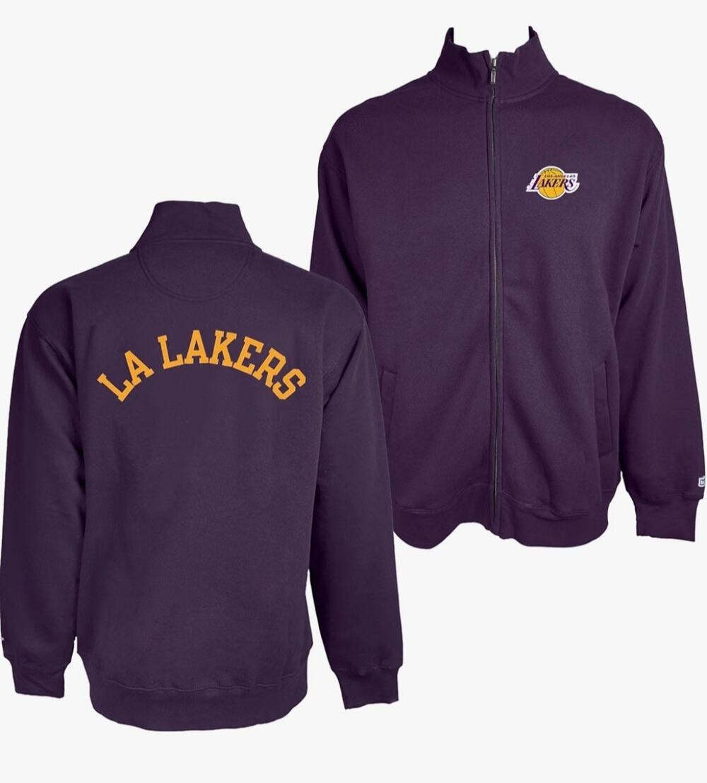 Los Angeles Lakers Full Zip Sweatshirt Purple Embroidered NBA NEW Sz L Licensed